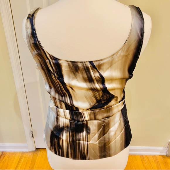 Sale Ellie Tahari Black & Brown Silk Top - Picture 3 of 8